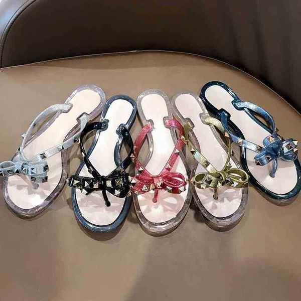 v family rivet clip toe flat bottom flip flop women's bow jelly beach sandals in summer 2021 zlh, Black
v family rivet clip toe flat bottom flip flop women's bow jelly beach sandals in summer 2021 zlh, Black