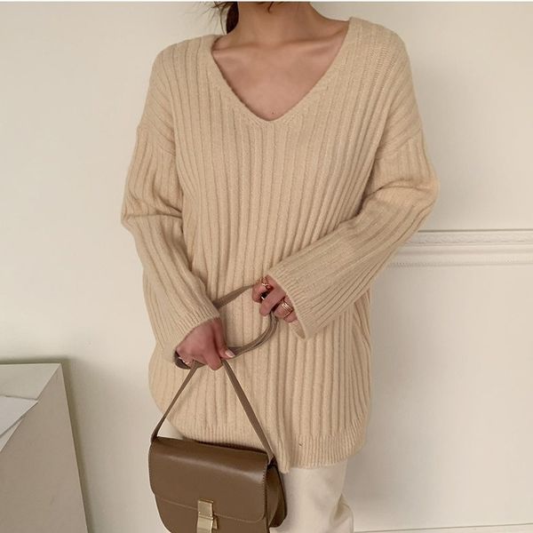 2021 new loose and simple women's sweater, medium length, v-neck, easy to match, autumn collection 09hp, White;black
2021 new loose and simple women's sweater, medium length, v-neck, easy to match, autumn collection 09hp, White;black