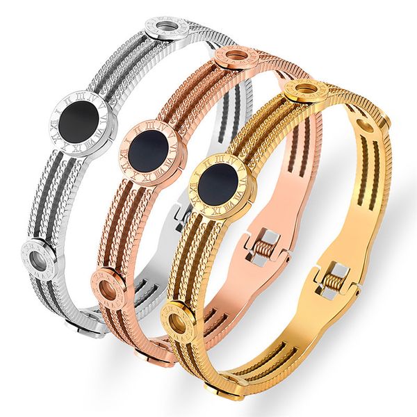 women bangle korean fashion versatile stainless steel jewelry men bracelet designer spring roman numeral bracelets wholesale, Black
women bangle korean fashion versatile stainless steel jewelry men bracelet designer spring roman numeral bracelets wholesale, Black