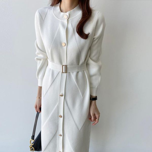 casual dresses autumn winter women crew neck long sleeve button up cardigan sweater dress with belt office elegant knitted midi, Black;gray
casual dresses autumn winter women crew neck long sleeve button up cardigan sweater dress with belt office elegant knitted midi, Black;gray