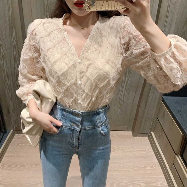 v-neck women shirt wild fashion casual lace embroidered blouses and female summer spring shirts 210601, White
v-neck women shirt wild fashion casual lace embroidered blouses and female summer spring shirts 210601, White