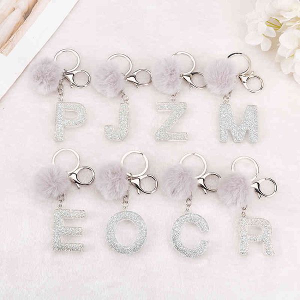 1pc keyring silver color english letter keychain with puffer ball 26 english word glitter resin a to q handbag charms for woman
1pc keyring silver color english letter keychain with puffer ball 26 english word glitter resin a to q handbag charms for woman