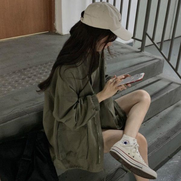 women's jackets womens harajuku solid vintage pockets zipper spring autumn students ins oversize leisure female outwear cargo style, Black;brown
women's jackets womens harajuku solid vintage pockets zipper spring autumn students ins oversize leisure female outwear cargo style, Black;brown