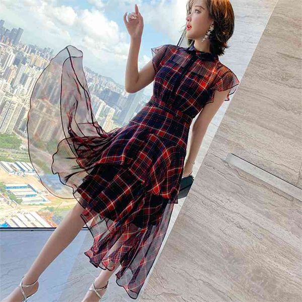 retro check lapel flying sleeve irregular ruffle dress summer korean fashion women 210520, Black;gray
retro check lapel flying sleeve irregular ruffle dress summer korean fashion women 210520, Black;gray