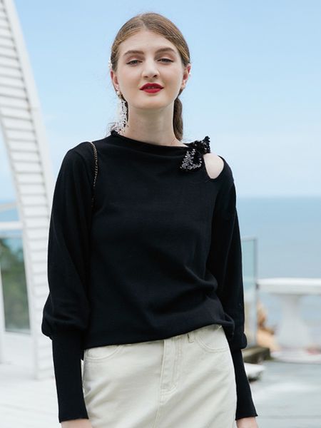spring women pullovers wool sweater bow strapless o-neck office lady computer knitted black long swweater coat 210513, White;black
spring women pullovers wool sweater bow strapless o-neck office lady computer knitted black long swweater coat 210513, White;black