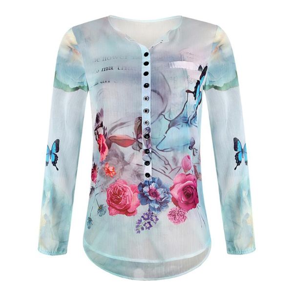 women casual floral printed button shirt chiffon irregular hem blouse w327 women's blouses & shirts, White
women casual floral printed button shirt chiffon irregular hem blouse w327 women's blouses & shirts, White