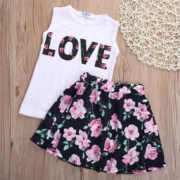 2pcs baby girls fashion clothes set love sleeveless o neck cotton t shirt mini floral skirt summer outfits, White
2pcs baby girls fashion clothes set love sleeveless o neck cotton t shirt mini floral skirt summer outfits, White