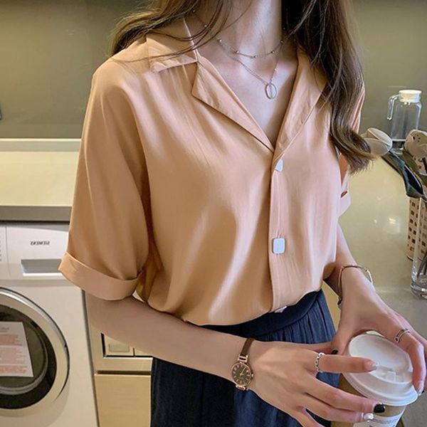 women's blouses & shirts 2021 summer women casual solid turndown collar short sleeve office lady buttons clothing female blusas, White
women's blouses & shirts 2021 summer women casual solid turndown collar short sleeve office lady buttons clothing female blusas, White