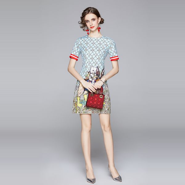 vintage cartoon printed mini dress 2021 runway women luxury designer short sleeve office o-neck slim a-line elegant dresses summer autumn ca, Black;gray
vintage cartoon printed mini dress 2021 runway women luxury designer short sleeve office o-neck slim a-line elegant dresses summer autumn ca, Black;gray