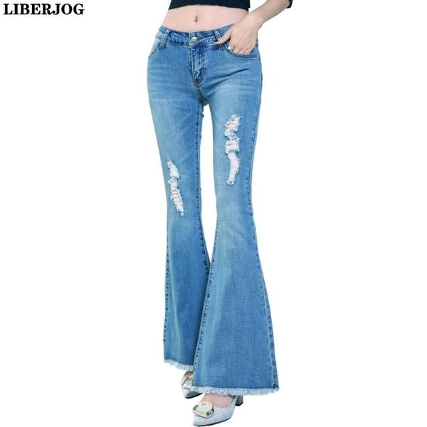 women's jeans liberjog women flare cotton blue spring autumn casual hole wide leg denim pants female trousers
women's jeans liberjog women flare cotton blue spring autumn casual hole wide leg denim pants female trousers