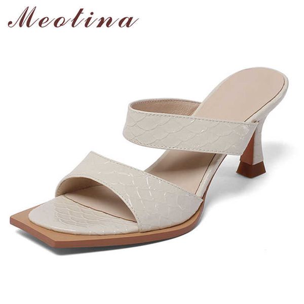 meotina women slippers shoes high heel sandals square toe slides thin heel ladies footwear summer apricot beige fashion 210608, Black
meotina women slippers shoes high heel sandals square toe slides thin heel ladies footwear summer apricot beige fashion 210608, Black