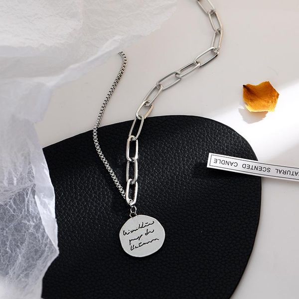 pendant necklaces necklace for women the retro hip-hop women's minimalist round piece collarbone chain with jewelry, Silver
pendant necklaces necklace for women the retro hip-hop women's minimalist round piece collarbone chain with jewelry, Silver