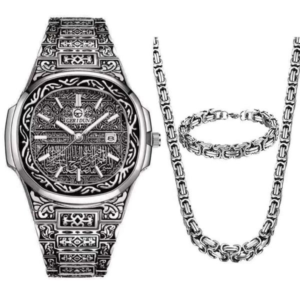 wristwatches necklace+watch+bracelet hip hop luxury stainless steel 8mm imperial link chain gold watch for men jewelry watches set relojes, Slivery;brown
wristwatches necklace+watch+bracelet hip hop luxury stainless steel 8mm imperial link chain gold watch for men jewelry watches set relojes, Slivery;brown