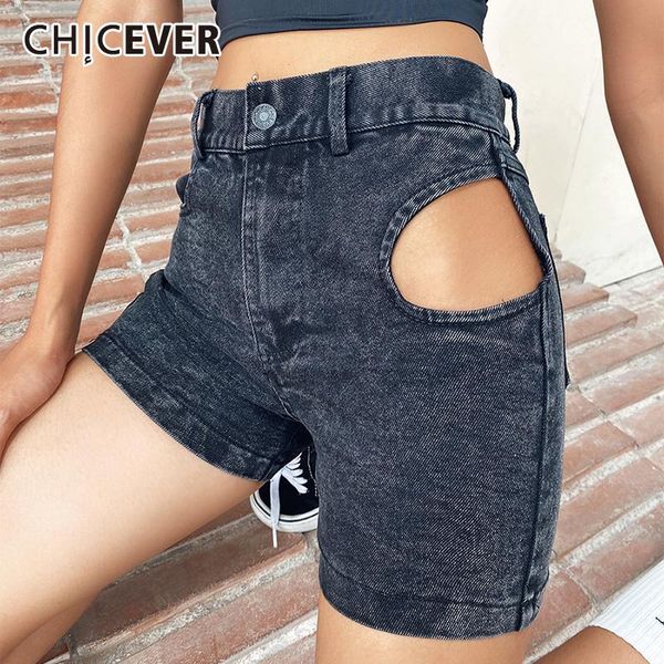 women's shorts chicever minimalist cut out denim for women high waist slimming short female summer fashion clothing 2021, White;black
women's shorts chicever minimalist cut out denim for women high waist slimming short female summer fashion clothing 2021, White;black