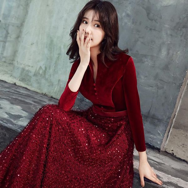 ethnic clothing charming slim bridal wedding dress elegant evening bling sequins party temperament hostess big size 3xl, Red
ethnic clothing charming slim bridal wedding dress elegant evening bling sequins party temperament hostess big size 3xl, Red