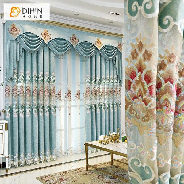 roral european embroidered blue color window drapes customized curtains for living room curtain &
roral european embroidered blue color window drapes customized curtains for living room curtain &