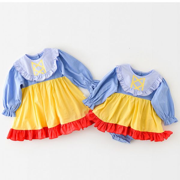 spring autumn kids girl rompers infant baby girl newborn rompers dress clothes baby girl rompers dress, Blue