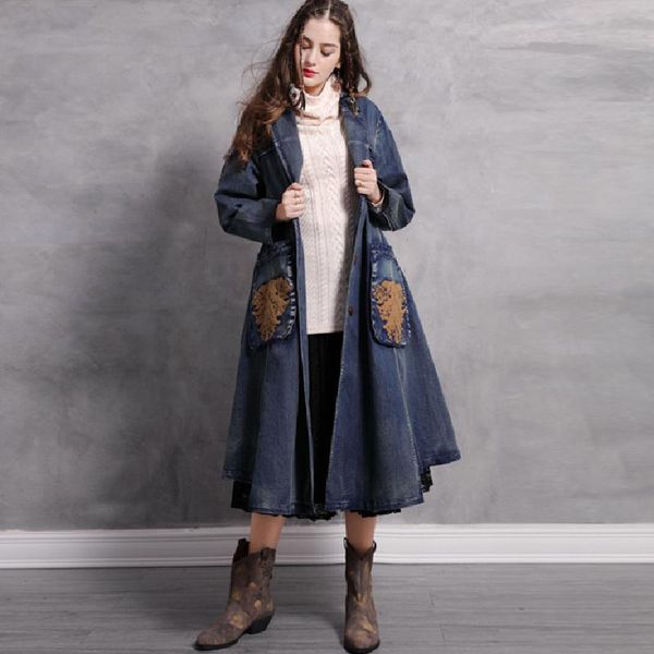 women's trench coats 2021 autumn women retro embroidery cowboy windbreaker female temperament outwear ladies leisure coat girls skirt t, Tan;black
women's trench coats 2021 autumn women retro embroidery cowboy windbreaker female temperament outwear ladies leisure coat girls skirt t, Tan;black