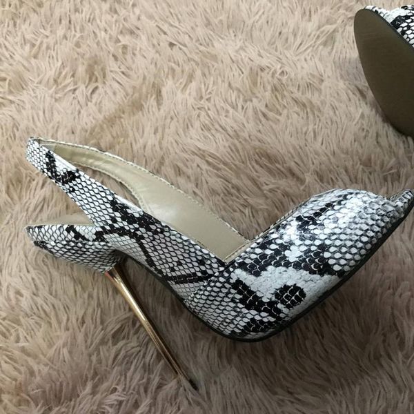 sandals white snakeskin high heel dress party women summer peep toe sling back stiletto fish mouth 11cm heels, Black
sandals white snakeskin high heel dress party women summer peep toe sling back stiletto fish mouth 11cm heels, Black
