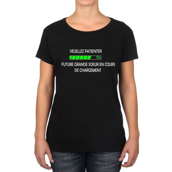 womens t-shirt please wait future big sister being loaded, White;black
womens t-shirt please wait future big sister being loaded, White;black