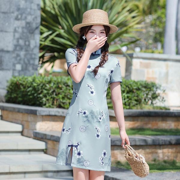 flower printed short sleeve mini cheongsam female ice silk chinese qipao elegant traditional clothing size s-2xl ethnic, Red
flower printed short sleeve mini cheongsam female ice silk chinese qipao elegant traditional clothing size s-2xl ethnic, Red