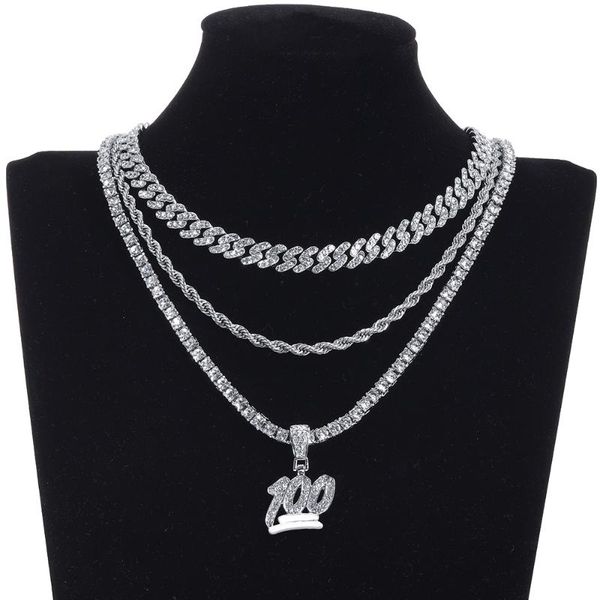 pendant necklaces iced out one hundred necklace with 4mm zicron tennis chain bling for men rhinestones cuban link, Silver
pendant necklaces iced out one hundred necklace with 4mm zicron tennis chain bling for men rhinestones cuban link, Silver