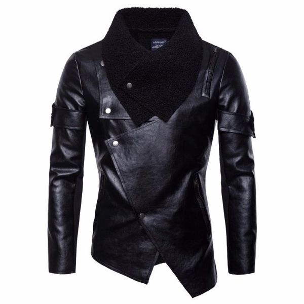 men's fur & faux personality irregular leather jacket men autumn winter jackets male streetwear punk motorcycle coat homme, Black
men's fur & faux personality irregular leather jacket men autumn winter jackets male streetwear punk motorcycle coat homme, Black