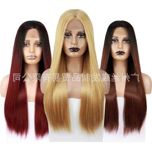 long front straight lace hair high temperature silk rix chemical fiber headgear separation, Black
long front straight lace hair high temperature silk rix chemical fiber headgear separation, Black