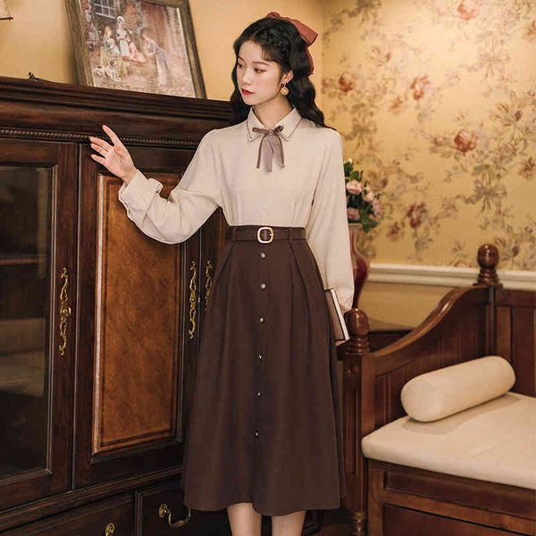 skirts vintage elegant female ensemble lace up sets collar khaki shirt brown skirt women's clothing, Black
skirts vintage elegant female ensemble lace up sets collar khaki shirt brown skirt women's clothing, Black