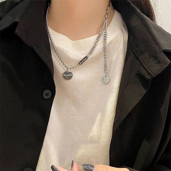 pendant necklaces fashion titanium steel round necklace trend street hip hop brand stainless chain clavicle jewelry, Silver
pendant necklaces fashion titanium steel round necklace trend street hip hop brand stainless chain clavicle jewelry, Silver
