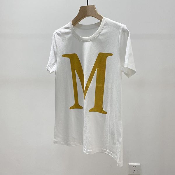 women's t-shirt 2021 early spring bronzing letter printing two-color round neck short-sleeved, White
women's t-shirt 2021 early spring bronzing letter printing two-color round neck short-sleeved, White