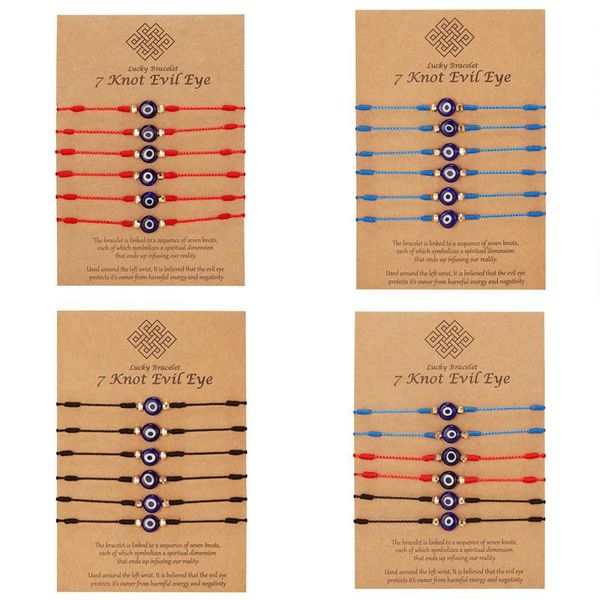 charm bracelets 6 pcs/set luckly blue evil eye braided bracelet women red black adjustable woven rope chain beaded girl jewelry gifts, Golden;silver 
charm bracelets 6 pcs/set luckly blue evil eye braided bracelet women red black adjustable woven rope chain beaded girl jewelry gifts, Golden;silver