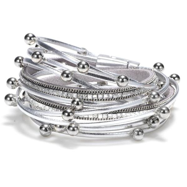 charm bracelets women's leather bracelet beads wrap multilayer metal bohemian style, Golden;silver
charm bracelets women's leather bracelet beads wrap multilayer metal bohemian style, Golden;silver