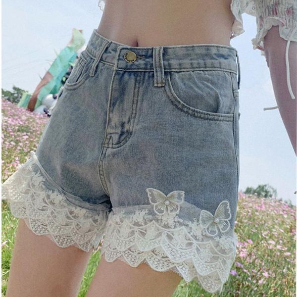women's shorts summer kawaii female denim women korea lace hem butterfly short ins jeans feminino casual wash blue mini bottoms, White;black
women's shorts summer kawaii female denim women korea lace hem butterfly short ins jeans feminino casual wash blue mini bottoms, White;black