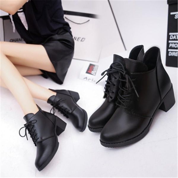 women's casual high heels ladies fashion spring autumn waterproof lace-up thick summer single shoes dress, Black
women's casual high heels ladies fashion spring autumn waterproof lace-up thick summer single shoes dress, Black