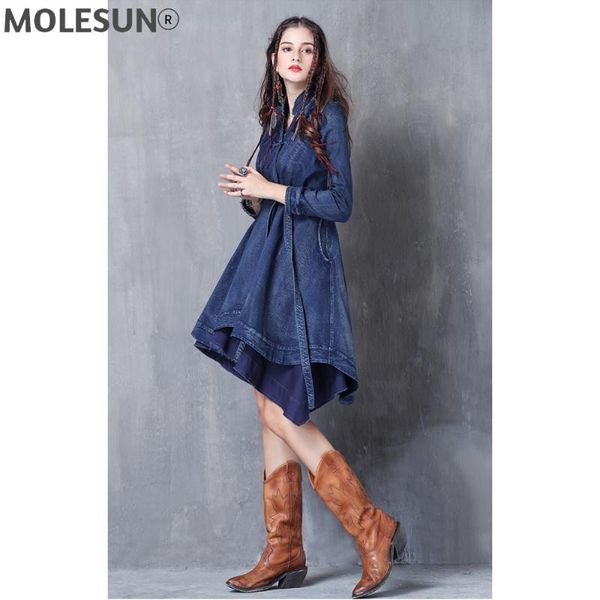 casual dresses yuanyuanjyco spring autumn women knee-length indie folk denim dress lyq7 asymmetrical high waist embroidery floral belt cloth, Black;gray
casual dresses yuanyuanjyco spring autumn women knee-length indie folk denim dress lyq7 asymmetrical high waist embroidery floral belt cloth, Black;gray