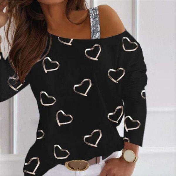 ladies good quality fashion selling women's clothes love print halter strapless long sleeve casual t-shirt, White
ladies good quality fashion selling women's clothes love print halter strapless long sleeve casual t-shirt, White