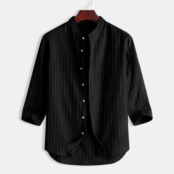 men's casual shirts mens vintage striped print shirt half sleeve stand collar men party vacation clothing camis camisas de hombre, White;black
men's casual shirts mens vintage striped print shirt half sleeve stand collar men party vacation clothing camis camisas de hombre, White;black