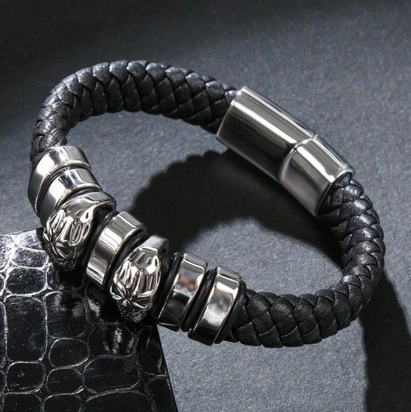 tennis rock bracelet black braided leather wristband skull for men wrap punk jewelry, Golden;silver
tennis rock bracelet black braided leather wristband skull for men wrap punk jewelry, Golden;silver
