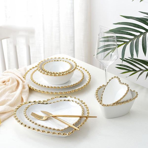 dishes & plates luxury ceramic dinnerware round heart shaped desert plate dinner white bowls with gold rim family household tableware
dishes & plates luxury ceramic dinnerware round heart shaped desert plate dinner white bowls with gold rim family household tableware
