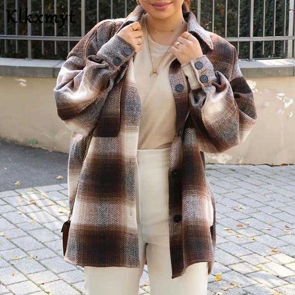 klkxmyt vintage za jacket women autumn fashion plaid oversized woolen shirt coats ladies thick long sleeve chic 210527, Black;brown
klkxmyt vintage za jacket women autumn fashion plaid oversized woolen shirt coats ladies thick long sleeve chic 210527, Black;brown