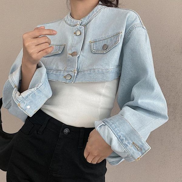 women's jackets chic style washed blue denim jacket female back hollow long sleeve extra short coat jeans streetwear casual outwear, Black;brown 
women's jackets chic style washed blue denim jacket female back hollow long sleeve extra short coat jeans streetwear casual outwear, Black;brown