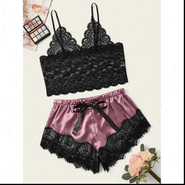 bzel pajamas satin silk women sleepwear lingerie lace v neck cami and shorts night big size home, Black;red
bzel pajamas satin silk women sleepwear lingerie lace v neck cami and shorts night big size home, Black;red