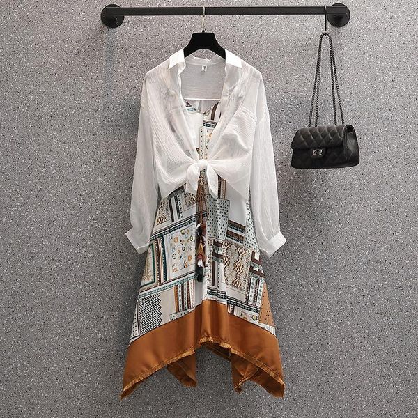 plus size tracksuits sun protection shirt single breasted long sleeve white + ethnic style spaghetti strap print dress 2 piece set wome, Black
plus size tracksuits sun protection shirt single breasted long sleeve white + ethnic style spaghetti strap print dress 2 piece set wome, Black