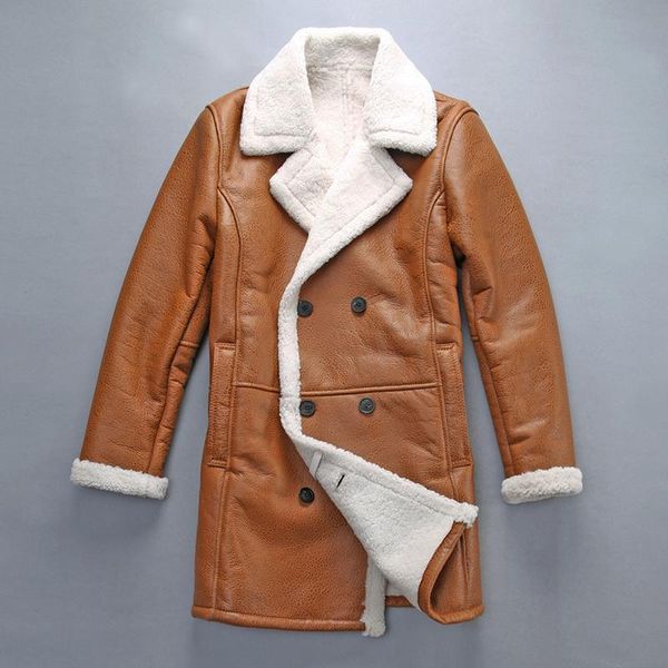 men avirexfly long-style shearling coat asian size super quality warm real sheep white wool cold winter coats men's leather & faux, Black
men avirexfly long-style shearling coat asian size super quality warm real sheep white wool cold winter coats men's leather & faux, Black