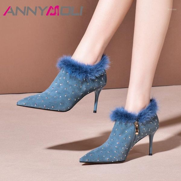 dress shoes annymoli high heels fur women kid suede zip thin party genuine leather pointed toe pumps lady size 34-401, Black
dress shoes annymoli high heels fur women kid suede zip thin party genuine leather pointed toe pumps lady size 34-401, Black