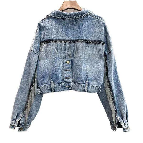 women's jackets 2021 fashion spring autumn women vintage denim tassels jacket coat batwing sleeve short jeans loose casual female, Black;brown
women's jackets 2021 fashion spring autumn women vintage denim tassels jacket coat batwing sleeve short jeans loose casual female, Black;brown