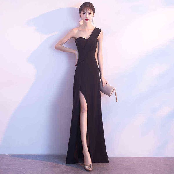 luxury prom dresses evening long 2021 night show one shoulder slim with high fork, Black
luxury prom dresses evening long 2021 night show one shoulder slim with high fork, Black