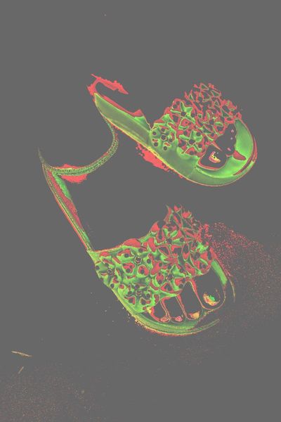 slippers 18601 women's black flower print