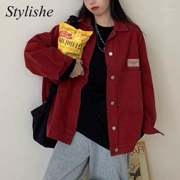 women's jackets harajuku oversized women jacket red autumn long sleeve pocket streetwear bf loose shirt coat black button solid casual, Black;brown
women's jackets harajuku oversized women jacket red autumn long sleeve pocket streetwear bf loose shirt coat black button solid casual, Black;brown